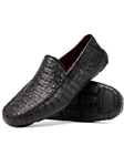 Black Genuine Caiman Slip-on Driving Men's Loafer | Marco Di Milano Loafer Collection | Sam's Tailoring Fine Men's Clothing