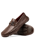 Brown Genuine Caiman Belly Slip-on Bit Driving Loafer | Marco Di Milano Loafer Collection | Sam's Tailoring Fine Men's Clothing