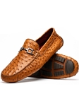 Brandy Genuine Ostrich Exotic Driver Men's Loafer | Marco Di Milano Loafer Collection | Sam's Tailoring Fine Men's Clothing