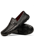 Black Genuine Ostrich Exotic Driver Men's Loafer | Marco Di Milano Loafer Collection | Sam's Tailoring Fine Men's Clothing