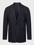 Black Wool Herringbone Knit Effect 2-Button D-Constructed Soft Jacket  | Emanuel Berg Jackets Collection | Sam's Tailoring Fine Men Clothing