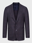 Dark Purple Wool Checked Twill 2-Button D-Constructed Soft Jacket  | Emanuel Berg Jackets Collection | Sam's Tailoring Fine Men Clothing