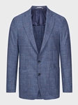 Blue Wool / Cotton Checked Dobby 2-Button D-Constructed Soft Jack  | Emanuel Berg Jackets Collection | Sam's Tailoring Fine Men Clothing