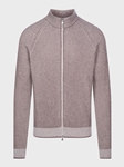 Light Brown Premium Vertical Rib Structure Full Zipper Cardigan  | Emanuel Berg Sweaters Collection | Sam's Tailoring Fine Men Clothing