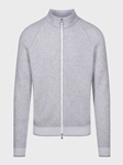 Light Grey Premium Vertical Rib Structure Full Zipper Cardigan  | Emanuel Berg Sweaters Collection | Sam's Tailoring Fine Men Clothing