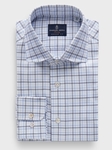 Blue Checked Cotton Dobby Premium Luxury Men'S Dress Shirt | Emanuel Berg Business Shirts Collection | Sam's Tailoring Fine Men Clothing