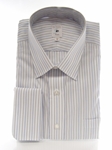 Robert Talbott White, Blue and Brown Striped Mini Dress Shirt R374006DS - View All Shirts | Sam's Tailoring Fine Men's Clothing