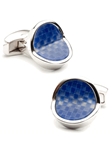 Tateossian London Blue Checker Round Cufflinks CL0736 - Cufflinks | Sam's Tailoring Fine Men's Clothing