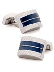 Tateossian London Blue Etched D-Shape Cufflinks CL0053 - Cufflinks | Sam's Tailoring Fine Men's Clothing