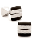 Tateossian London Black Etched Dumbbell Cufflinks CL0017 - Cufflinks | Sam's Tailoring Fine Men's Clothing