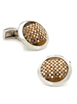 Tateossian London Tigers Eye Round Checker Cufflinks CUF-0031 - Cufflinks | Sam's Tailoring Fine Men's Clothing