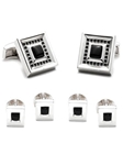 Tateossian London Square Onyx Tile Stud Set SS-0841 - Cufflinks | Sam's Tailoring Fine Men's Clothing