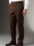 Hickey Freeman Tailored Clothing Modern Mahogany Collection Brown Flat Front Trousers A7511604015 - Spring 2015 Collection Trousers | Sam's Tailoring Fine Men's Clothing